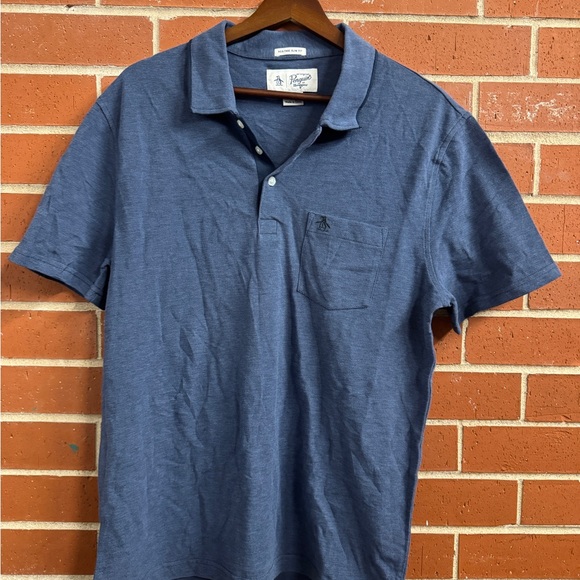 Original Penguin Polo Shirt Men’s Large Heritage Slim Fit Navy Blue - Picture 1 of 3